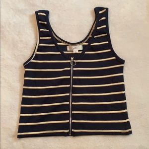 Striped zip-up tank top